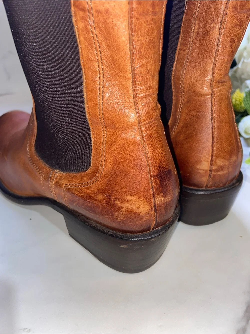 FRYE Men's Brown Leather Chelsea-Style Chukka Boots Size 8.5 or Women’s 10 appro
